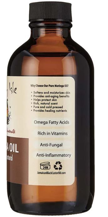 Sunny Isle 100% Pure and Natural MORINGA Oil 4oz (for Hair and Skin)
