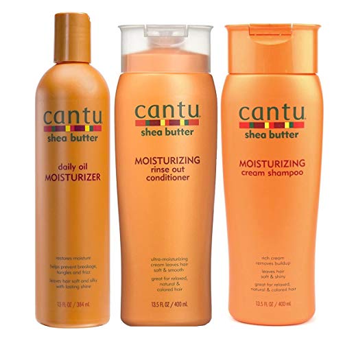 Cantu Shea Butter Moisturizing Cream Shampoo, Conditioner & Daily Oil Moisturizer