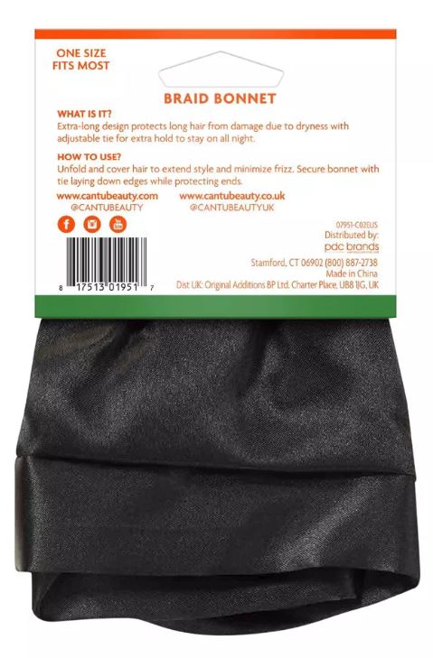 CANTU Braid Bonnet - Extra Long Sleep Cap - Adjustable - Stays on all night
