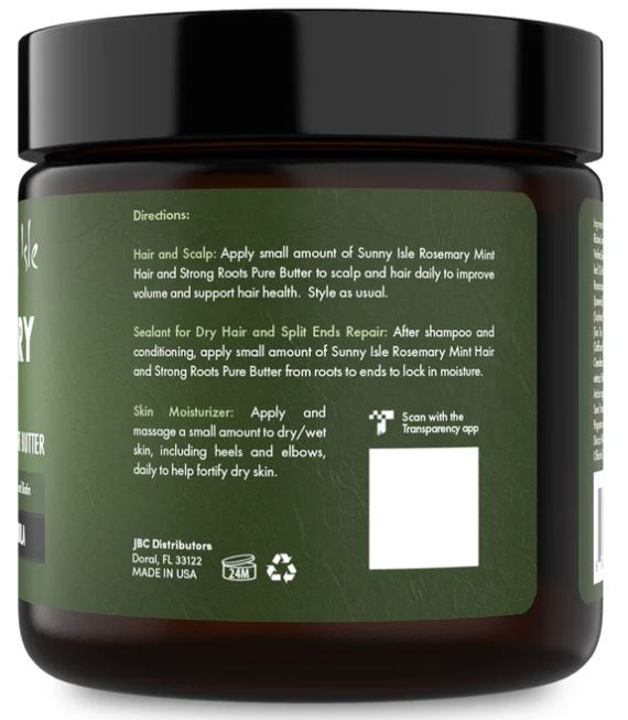 Sunny Isle Rosemary Mint Hair and Strong Roots Butter 4oz