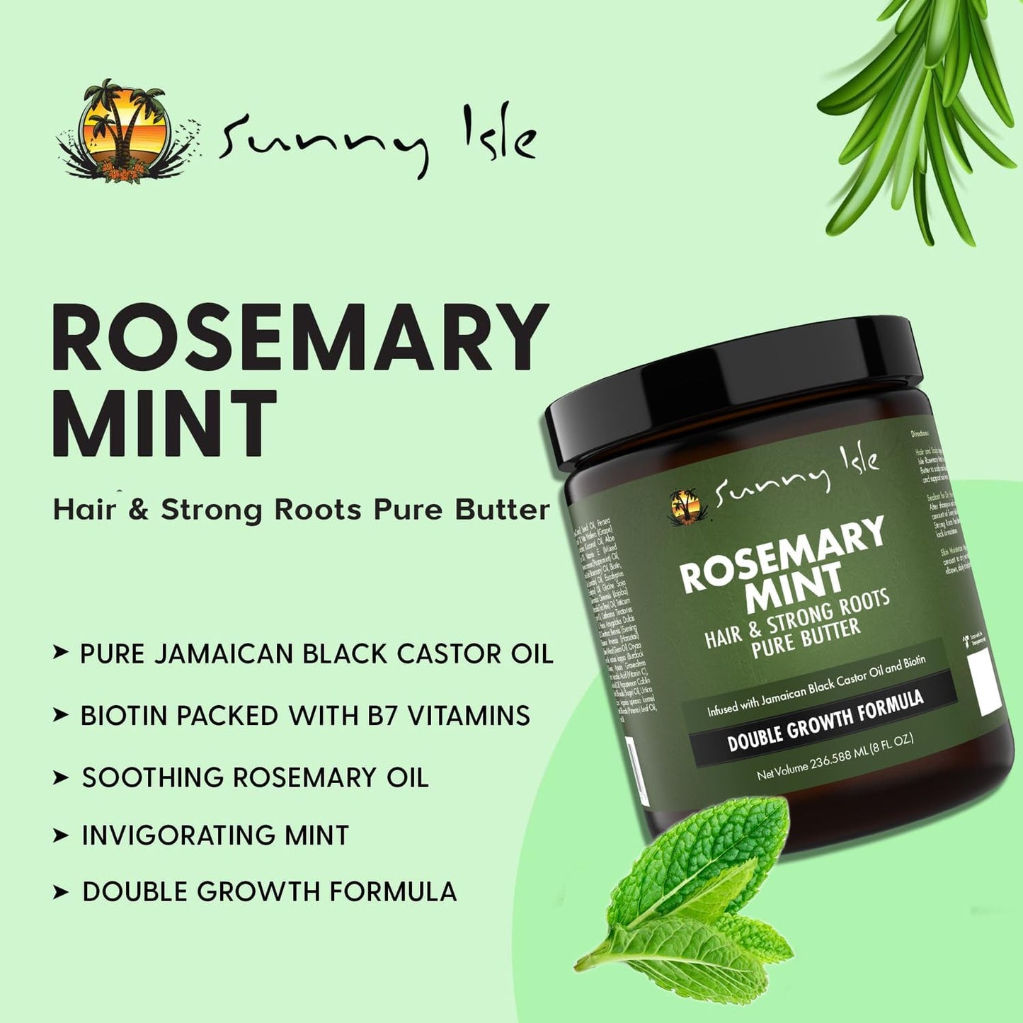 Sunny Isle Rosemary Mint Hair and Strong Roots Butter 4oz