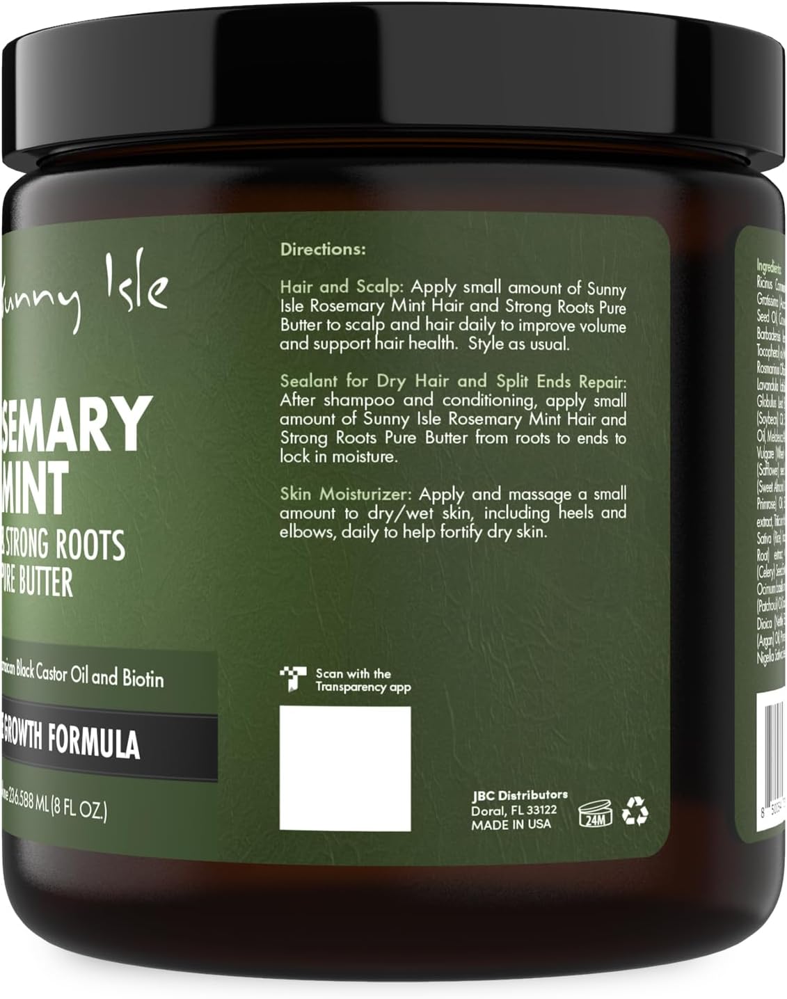 Sunny Isle Rosemary Mint Hair and Strong Roots Butter 8oz