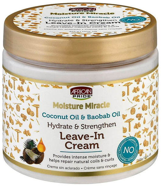 African Pride Moisture Miracle Coconut & Baobab Oil Leave-in Cream 15oz
