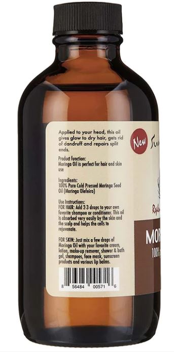 Sunny Isle 100% Pure and Natural MORINGA Oil 4oz (for Hair and Skin)